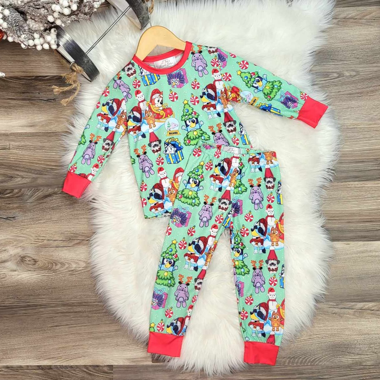 Holiday Blue and Orange Dog Pajama Set  A Touch of Magnolia Boutique   