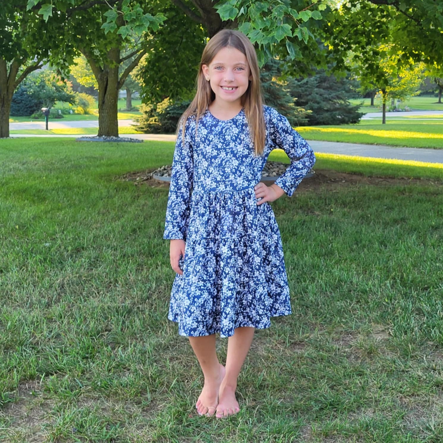 Blue Floral Tier Dress A Touch of Magnolia Boutique