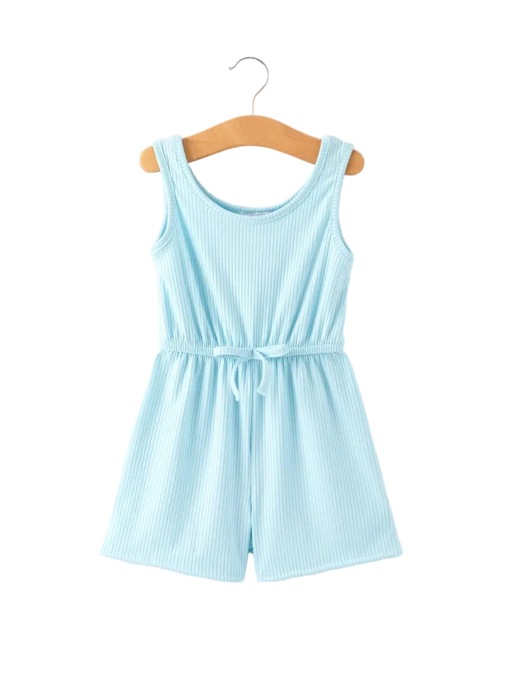 Blue Ribbed Sleeveless Shorts Romper A Touch of Magnolia Boutique