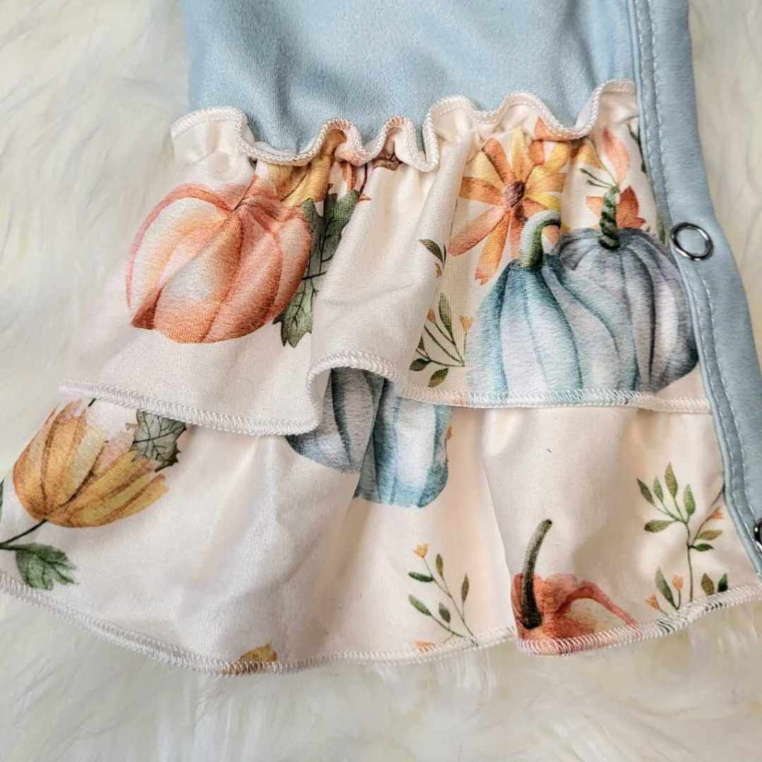 Baby Girl Blue Pumpkin Romper  A Touch of Magnolia Boutique   