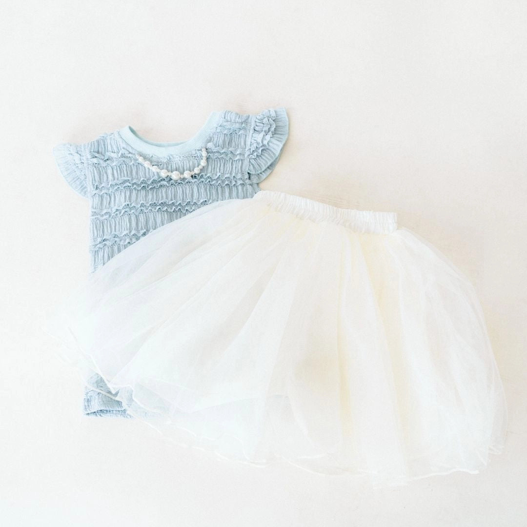 Blue Pearl Ruffle Top and Tulle Skirt Set A Touch of Magnolia Boutique