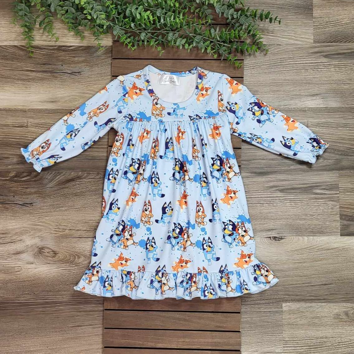 Blue and Orange Heeler Pups Pajama Gown  A Touch of Magnolia Boutique   