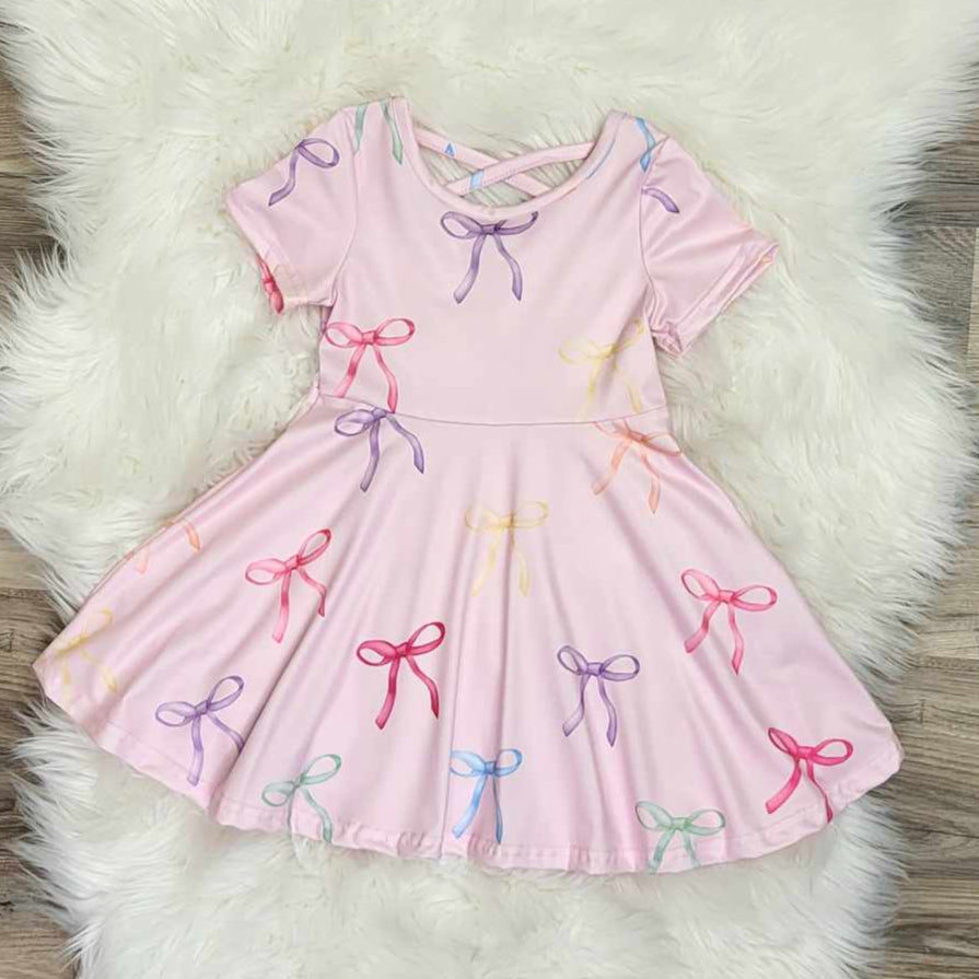 Pink Pastel Bow Print Dress A Touch of Magnolia Boutique