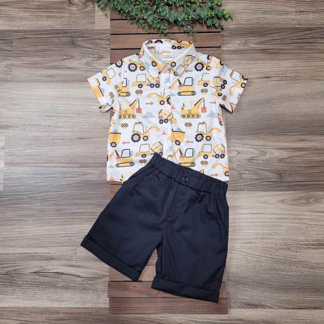 Boys Construction Button Down Top and Shorts Set  A Touch of Magnolia Boutique   