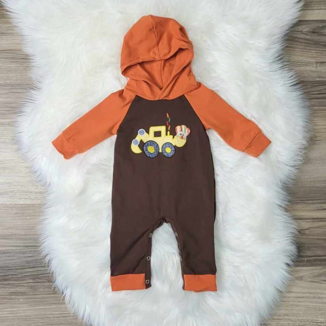 Baby Boy Turkey Excavator Romper  A Touch of Magnolia Boutique   