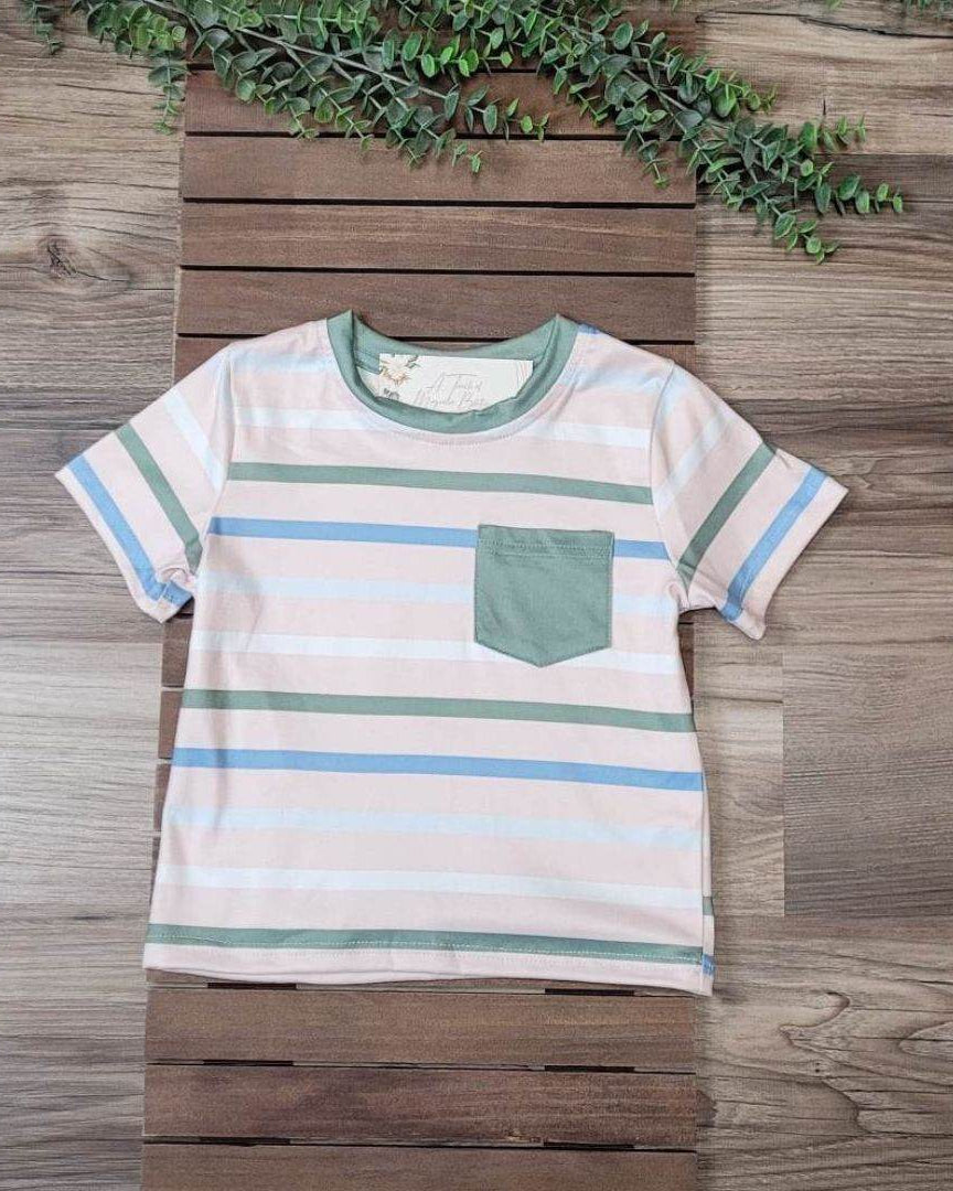 Boys Blue & Green Striped Top  A Touch of Magnolia Boutique   