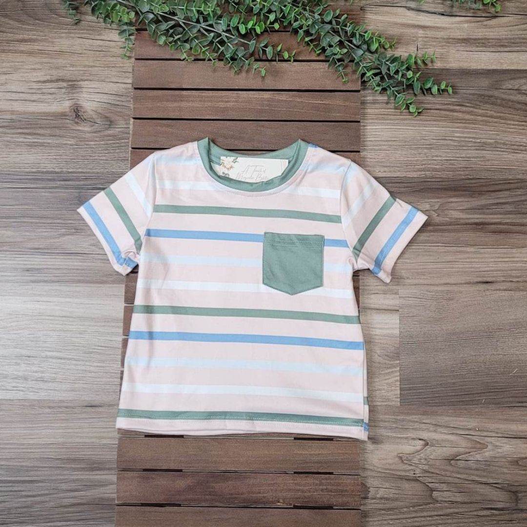 Boys Blue & Green Striped Top  A Touch of Magnolia Boutique   
