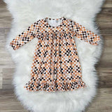 Brown Checkered Smiley Pajama Gown