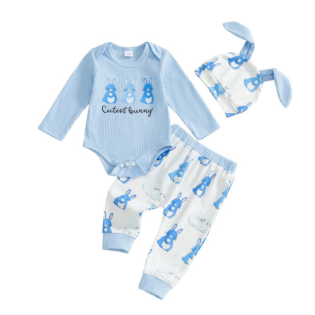 Baby Boy Blue Bunny Outfit Set A Touch of Magnolia Boutique