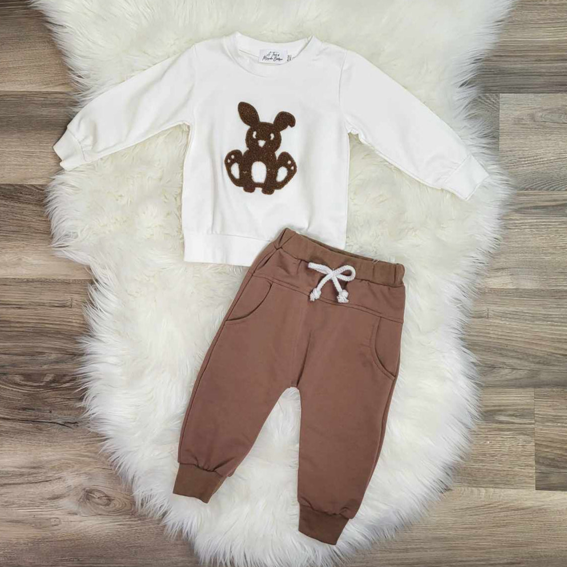 Embroidered Bunny Sweatshirt and Jogger Set for Baby & Young Toddler Boys A Touch of Magnolia Boutique