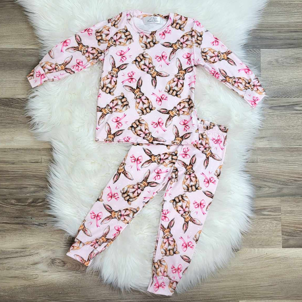 Bunny and Pink Bows Pajama Set A Touch of Magnolia Boutique