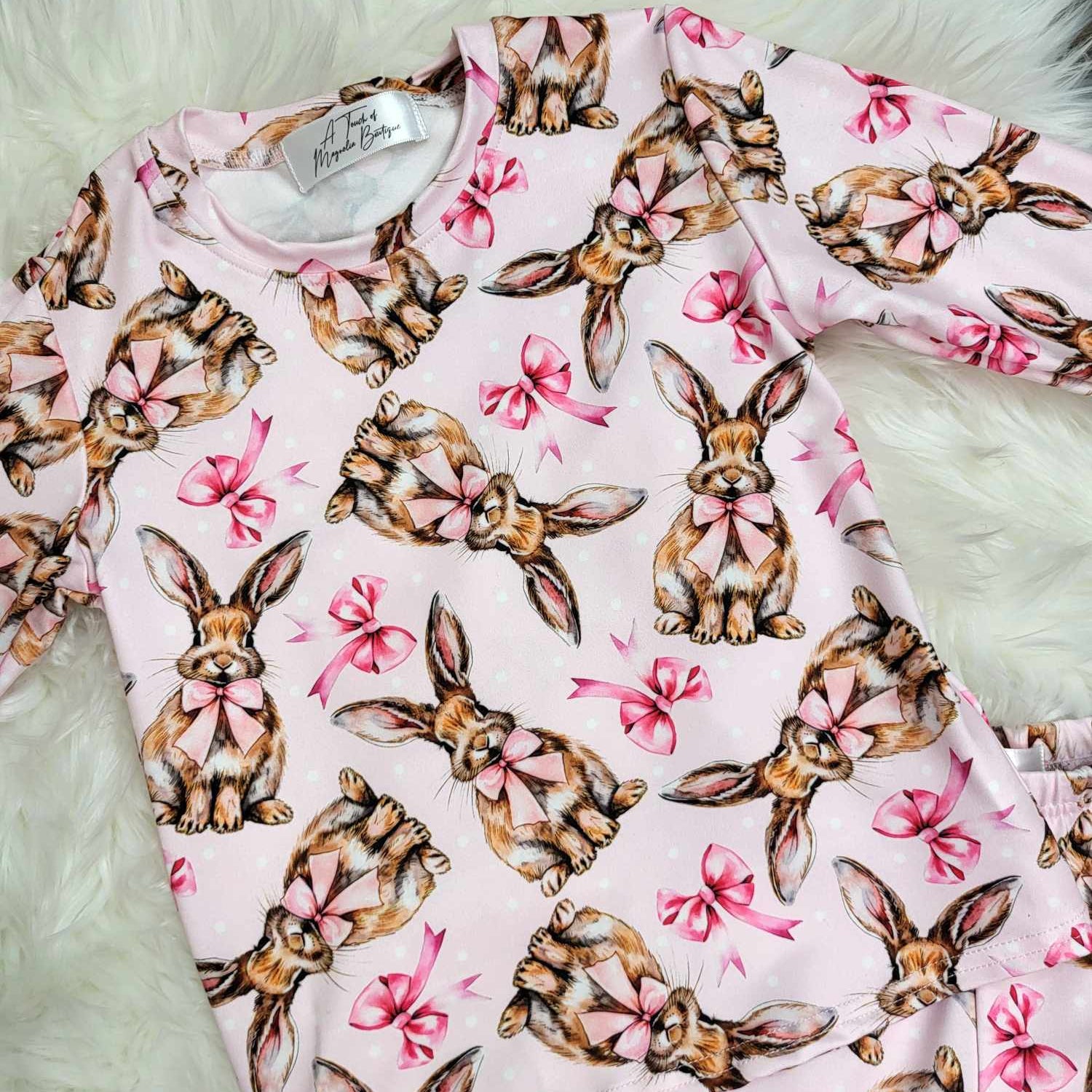 Bunny and Pink Bows Pajama Set A Touch of Magnolia Boutique