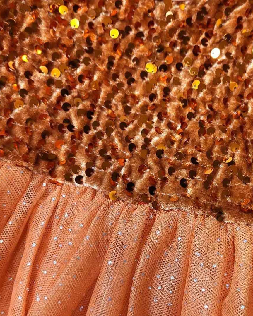 Burnt Orange Sequin and Tulle Dress  A Touch of Magnolia Boutique   