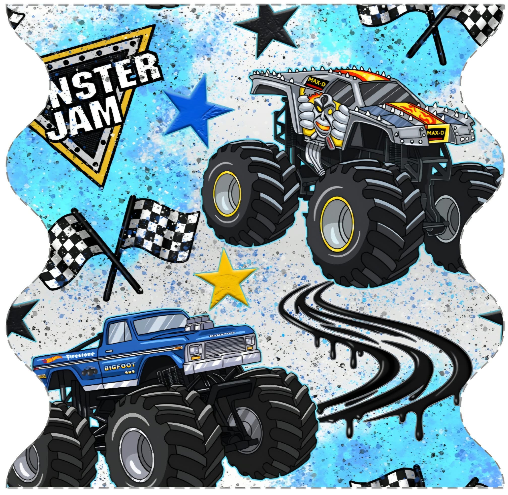 Bamboo Big Foot & Max D Monster Truck Two-Piece Pajama Set A Touch of Magnolia Boutique