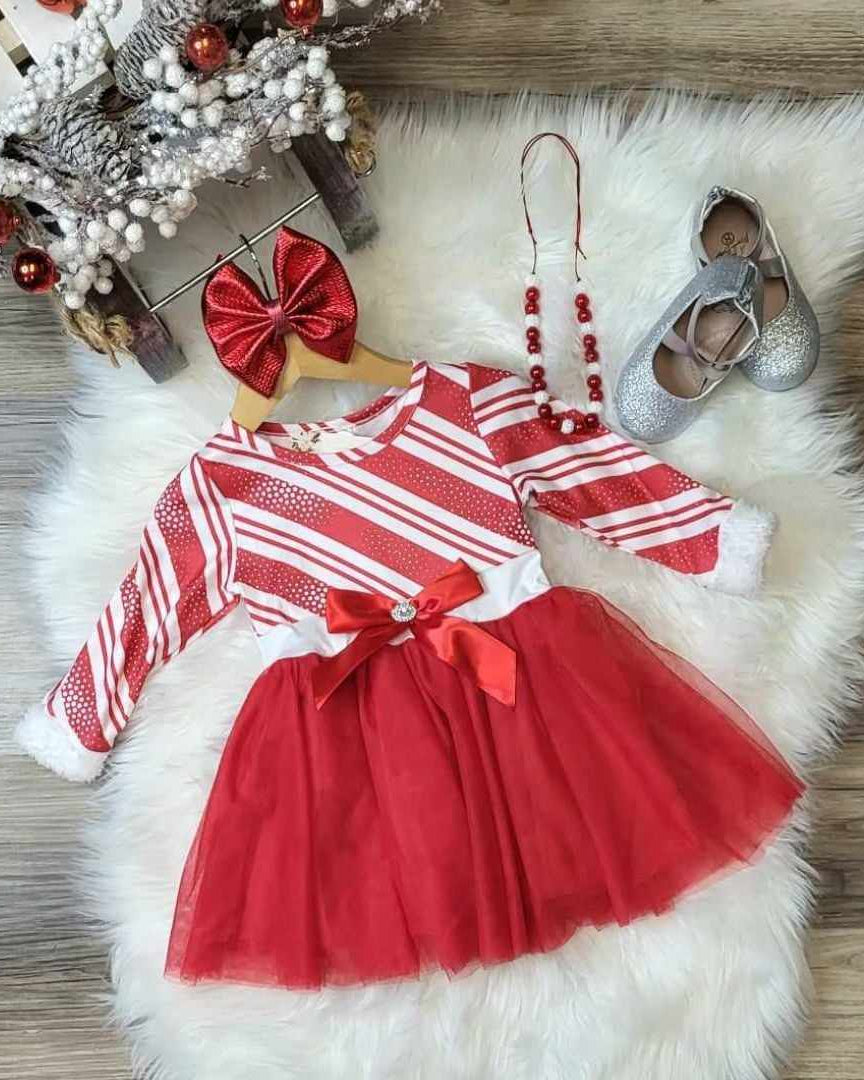 Candy Cane Striped Tulle Dress  A Touch of Magnolia Boutique   