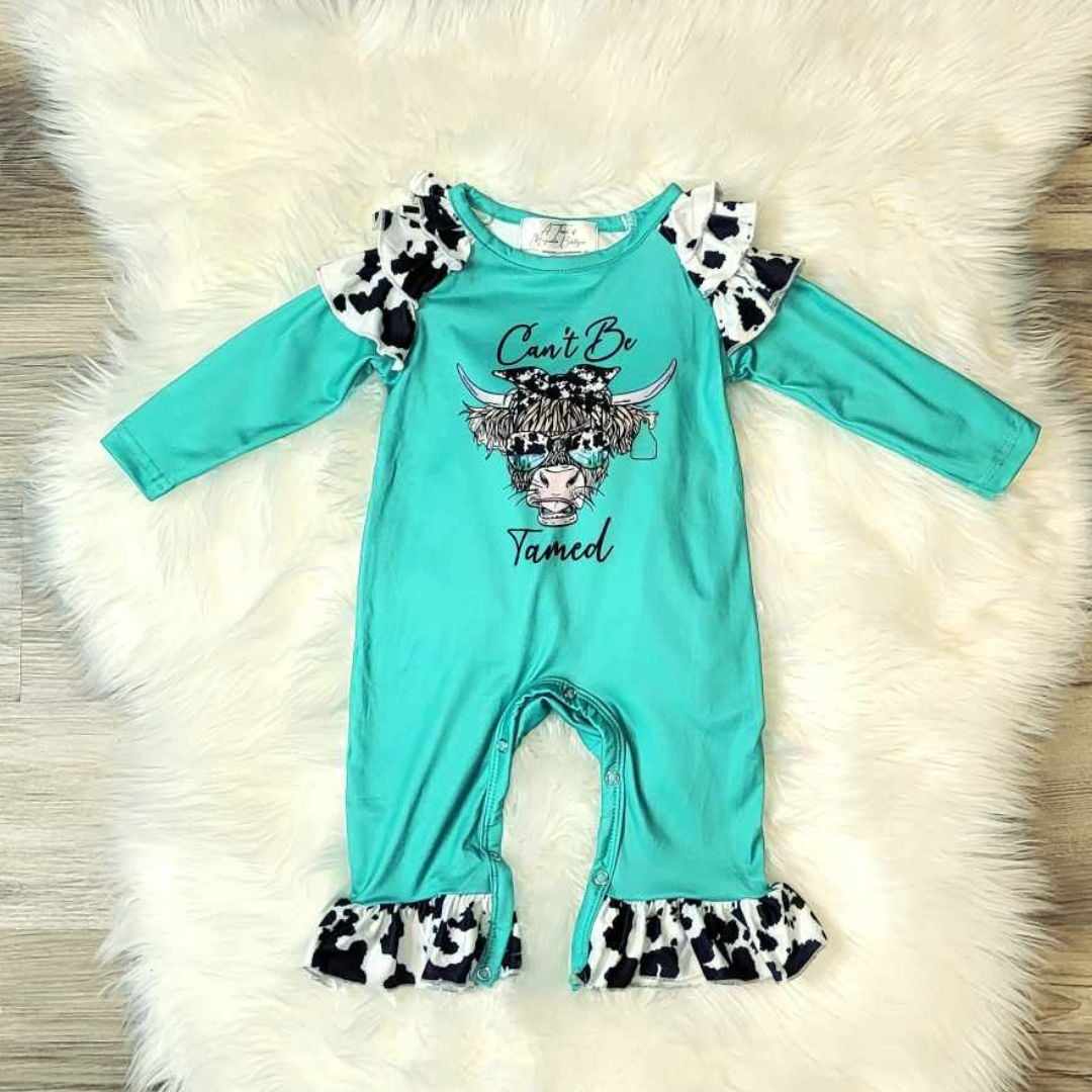 Baby Girl Can't Be Tamed Highland Cow Romper  A Touch of Magnolia Boutique   