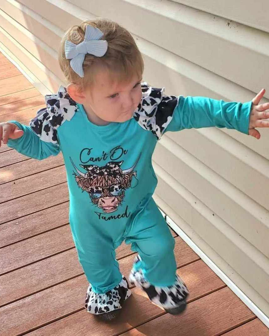 Baby Girl Can't Be Tamed Highland Cow Romper  A Touch of Magnolia Boutique   