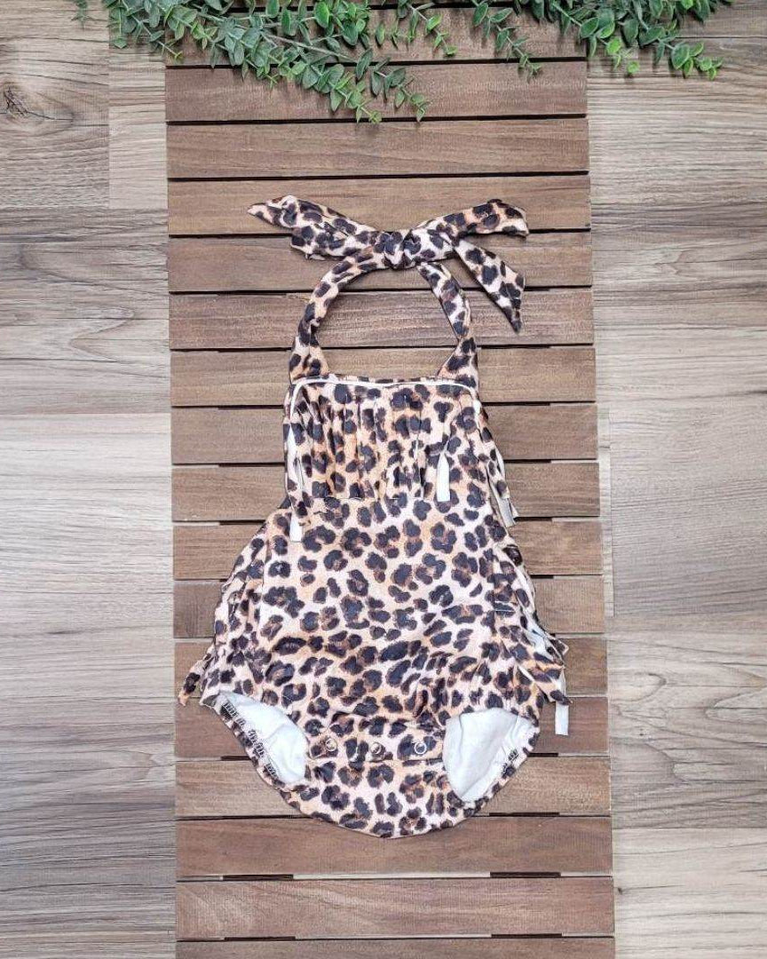 Baby Girl Cheetah Print Fringe Romper  A Touch of Magnolia Boutique   