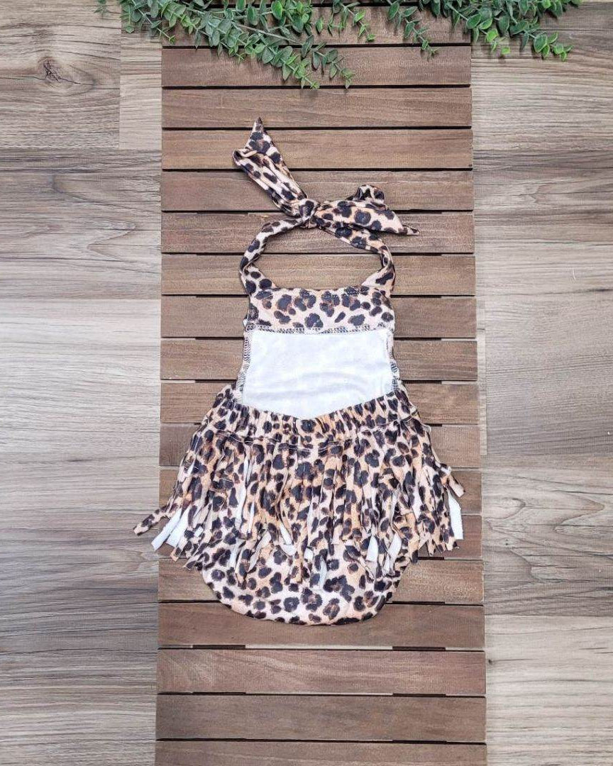Baby Girl Cheetah Print Fringe Romper  A Touch of Magnolia Boutique   