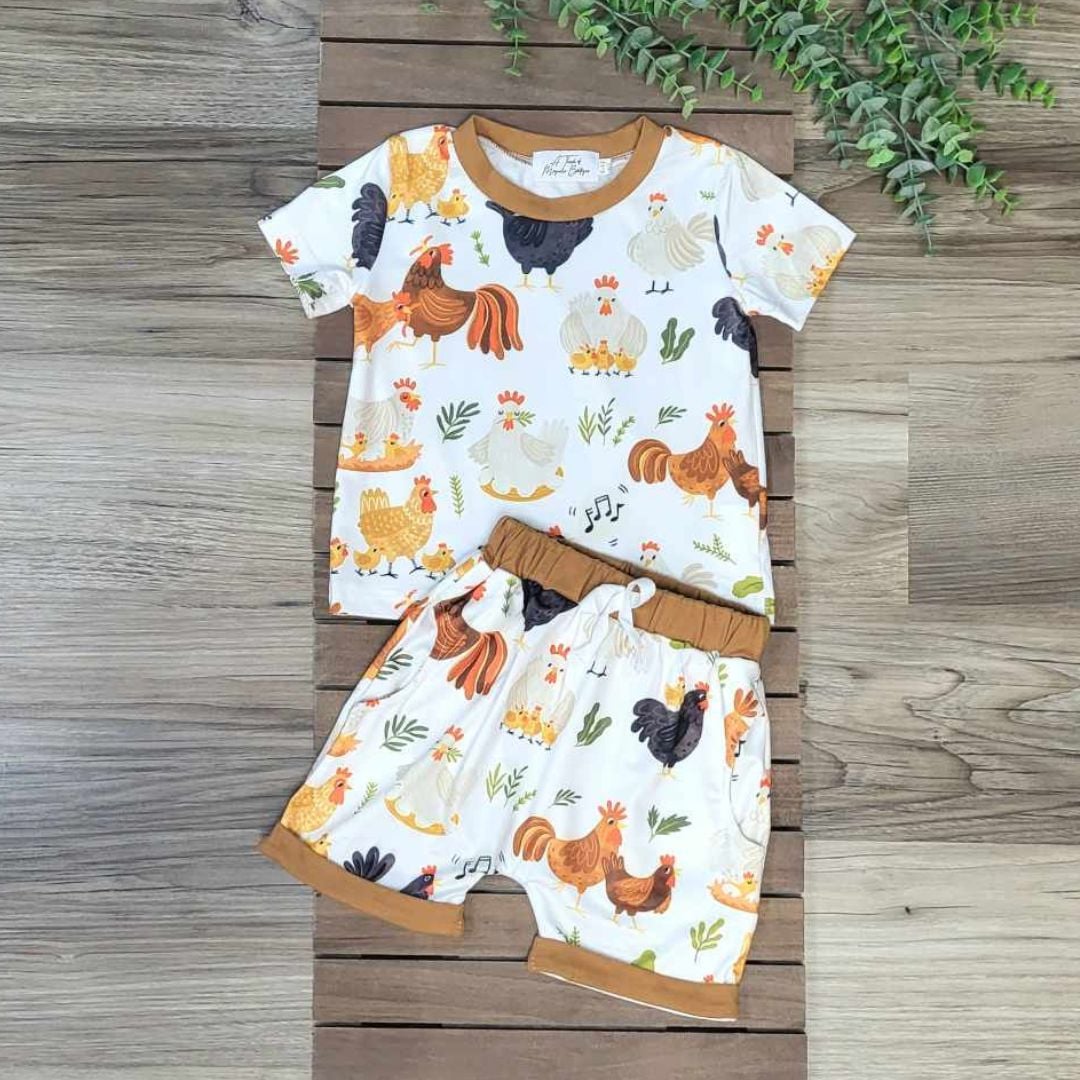 Chicken Print Shorts Set for Babies and Young Toddlers  A Touch of Magnolia Boutique   