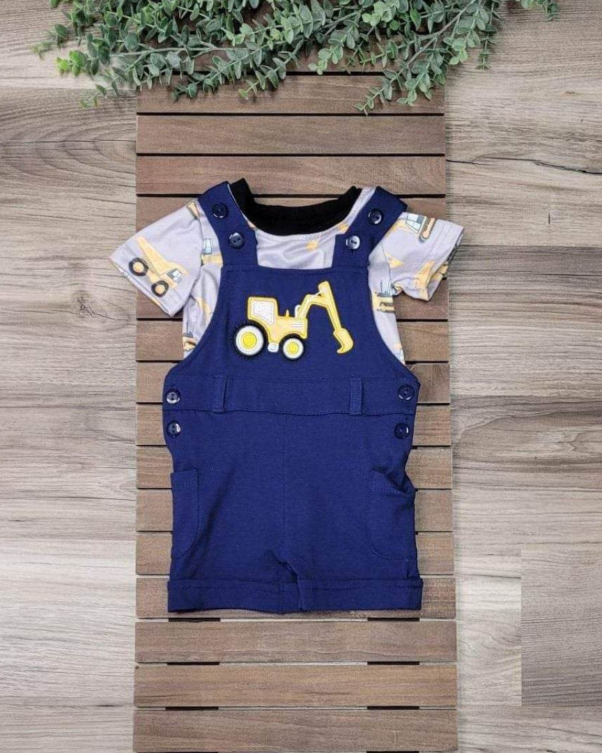 Baby Boy Construction Shorts Romper Outfit Set  A Touch of Magnolia Boutique   