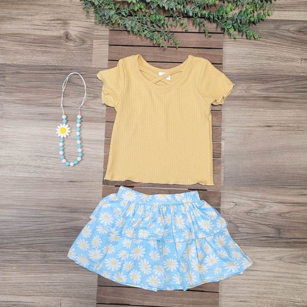 Blue Daisy Print Skirt Set  A Touch of Magnolia Boutique   