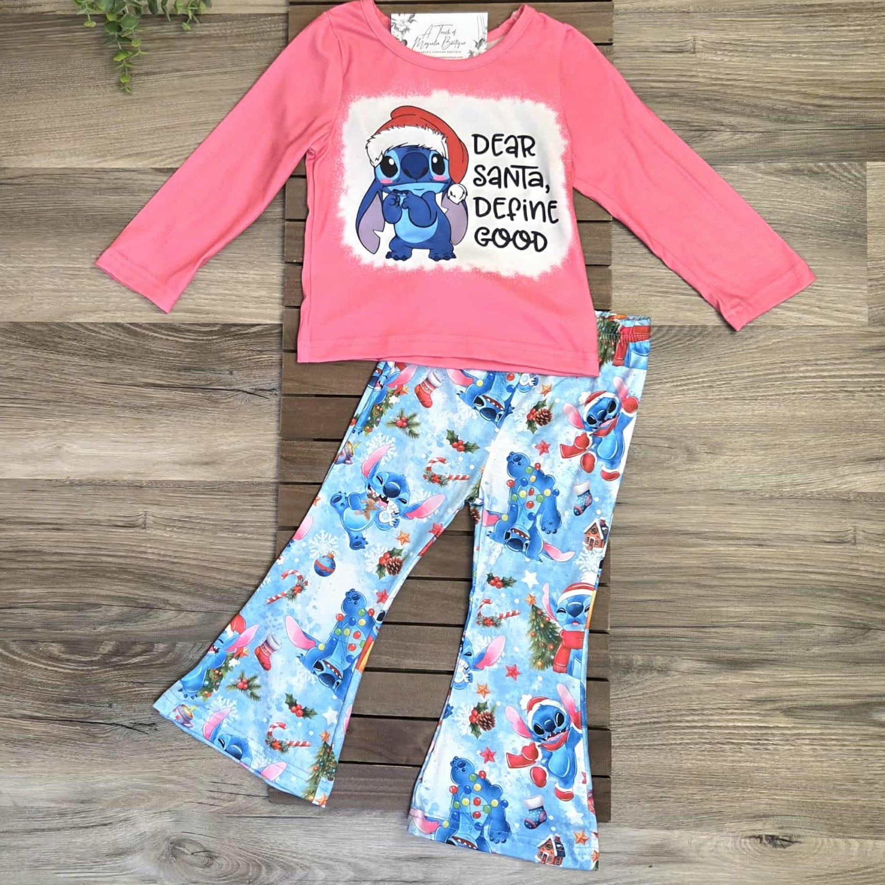 Dear Santa Define Good Blue Alien Top and Flare Pants Set A Touch of Magnolia Boutique