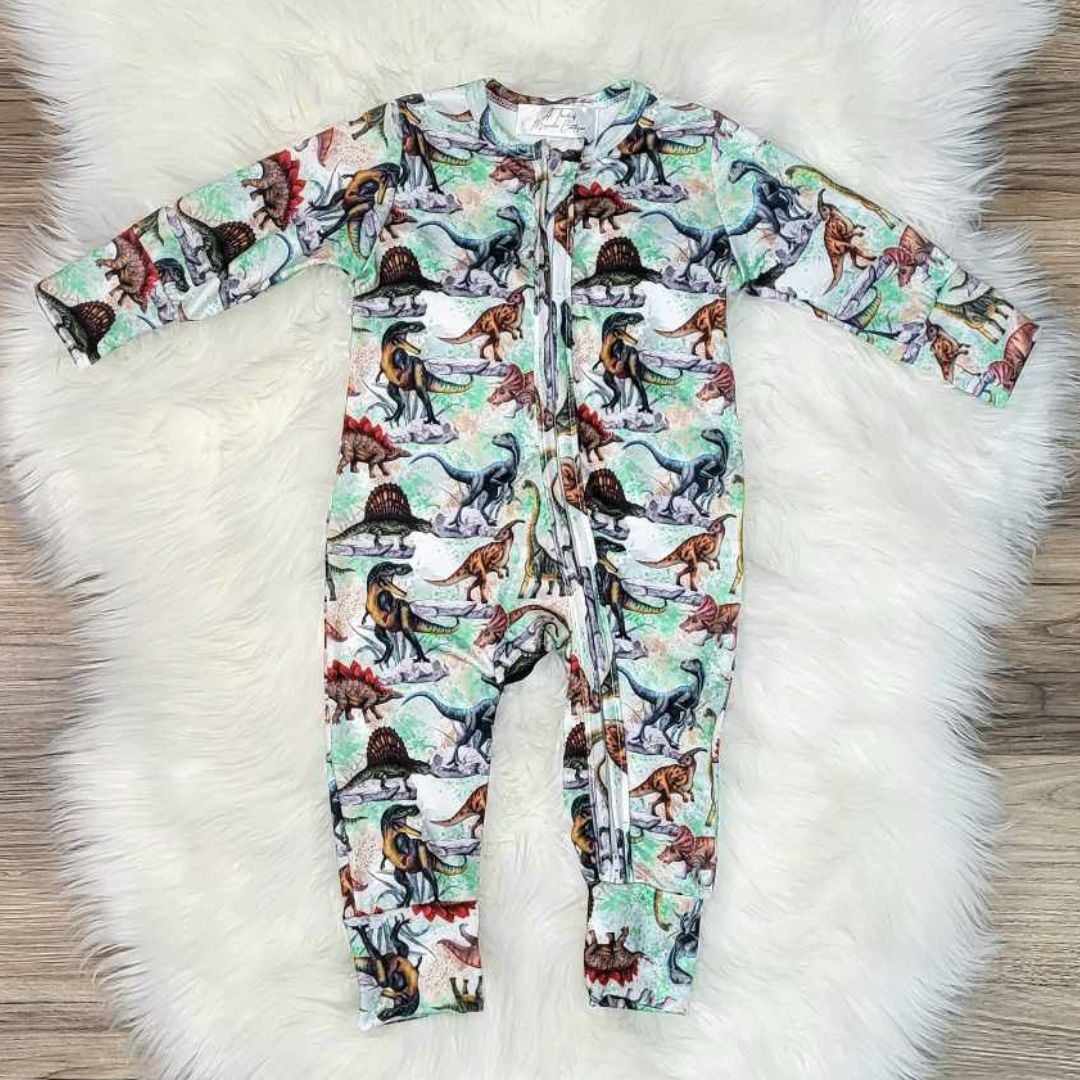 Baby Boy Zipper Dinosaur Footless Sleeper/Romper  A Touch of Magnolia Boutique   
