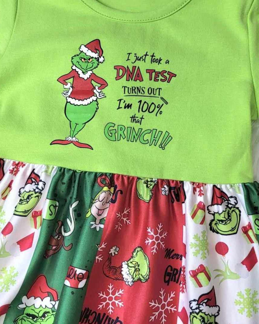 Grinch Themed Patchwork Style Twirl Dress  A Touch of Magnolia Boutique   