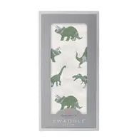 Cotton Muslin Swaddle (multiple patterns available)  A Touch of Magnolia Boutique Granite Green Dinosaurs  