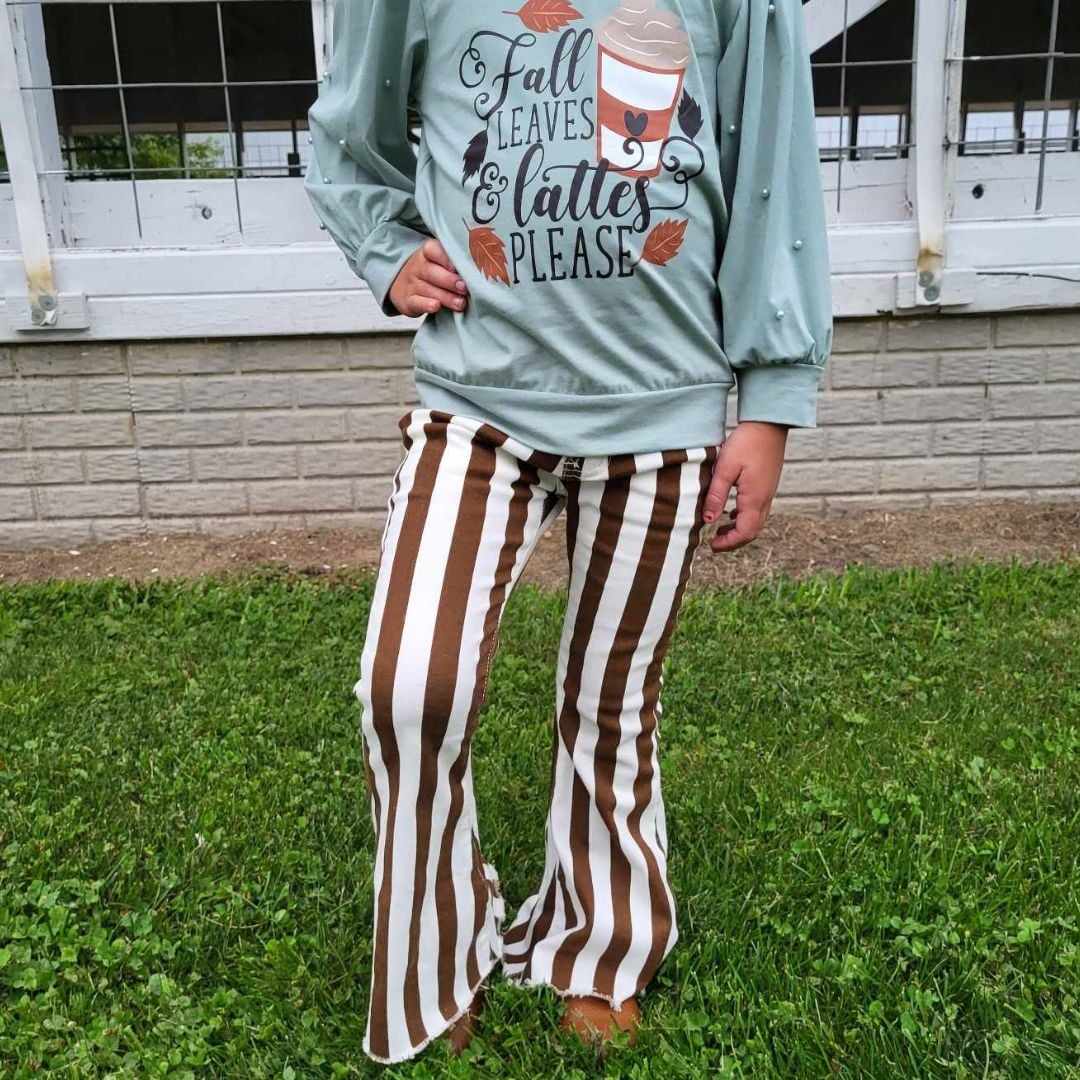 Fall Leaves and Lattes Please Top and Brown Striped Flare Jeans Set  A Touch of Magnolia Boutique   