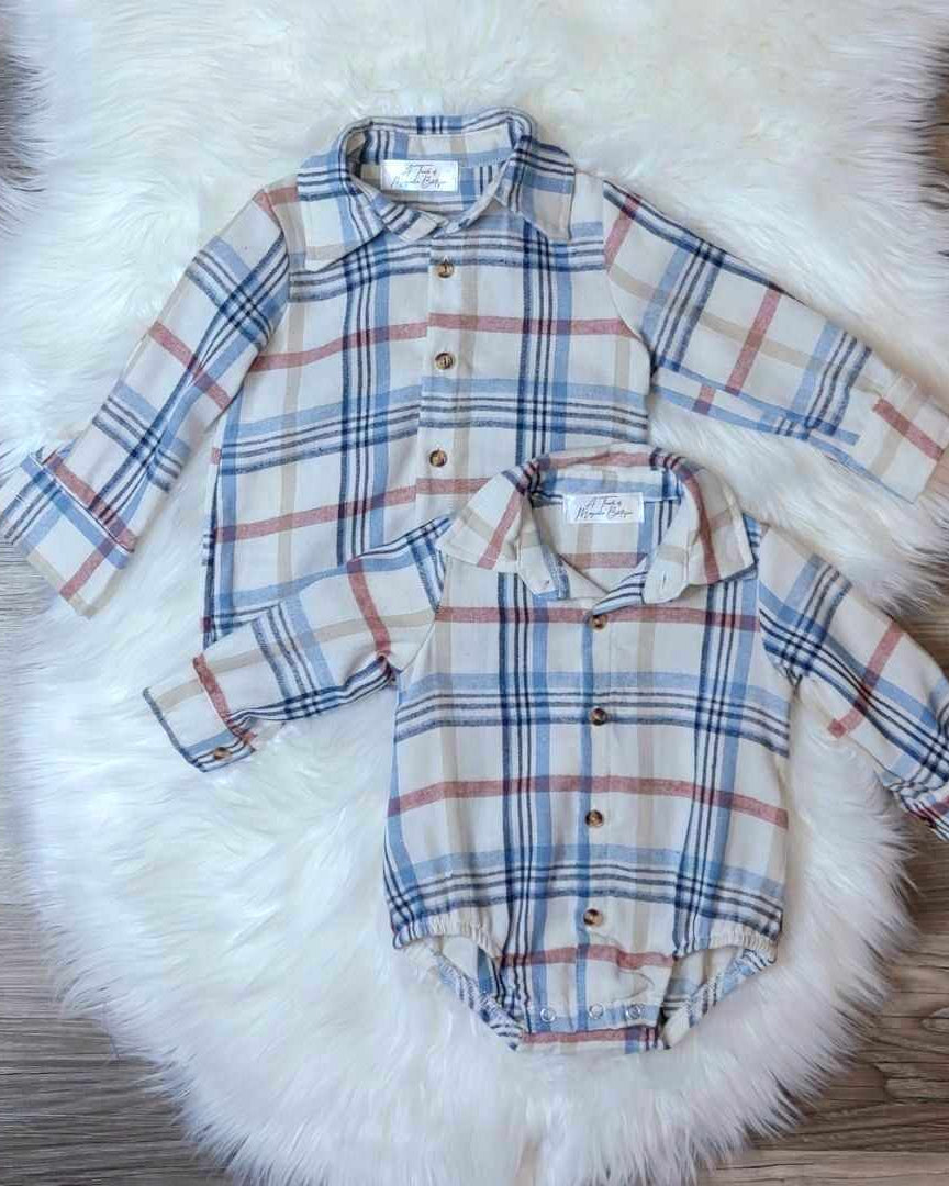 Baby Boy Fall Plaid Button Down Romper  A Touch of Magnolia Boutique   