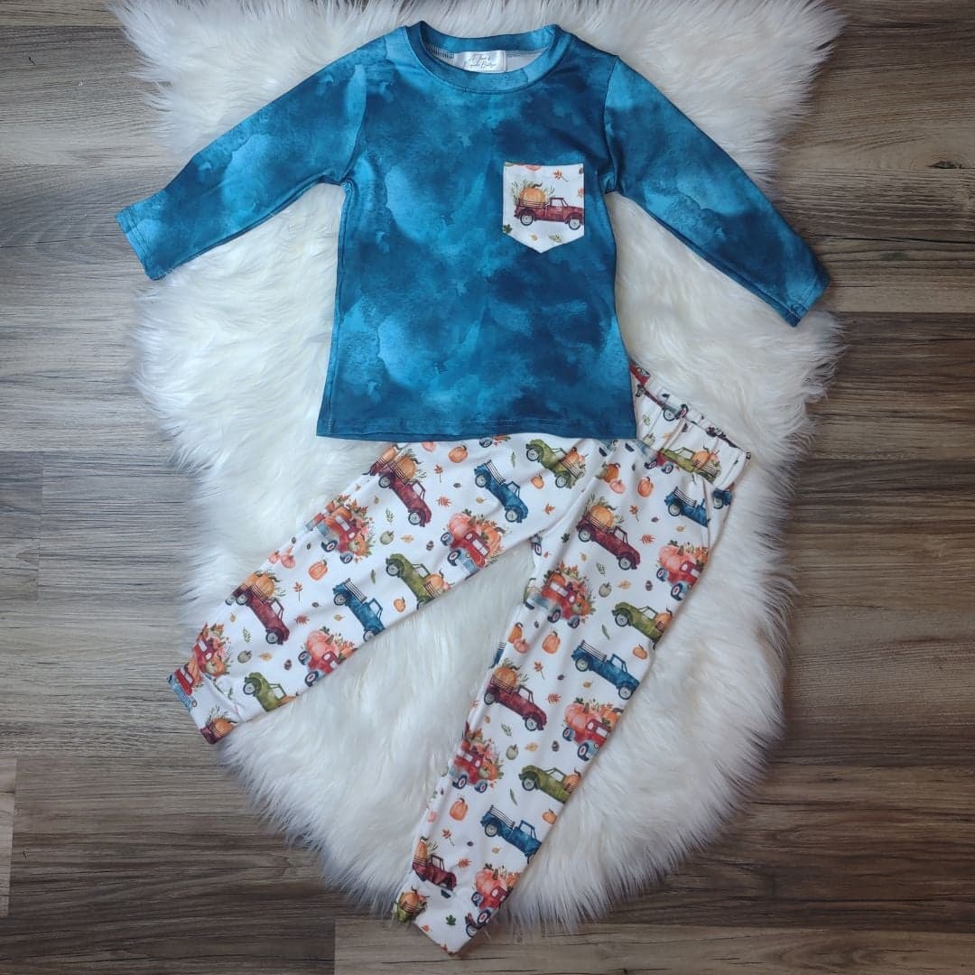 Boys Tie Dye Top with Fall Truck Joggers  A Touch of Magnolia Boutique   