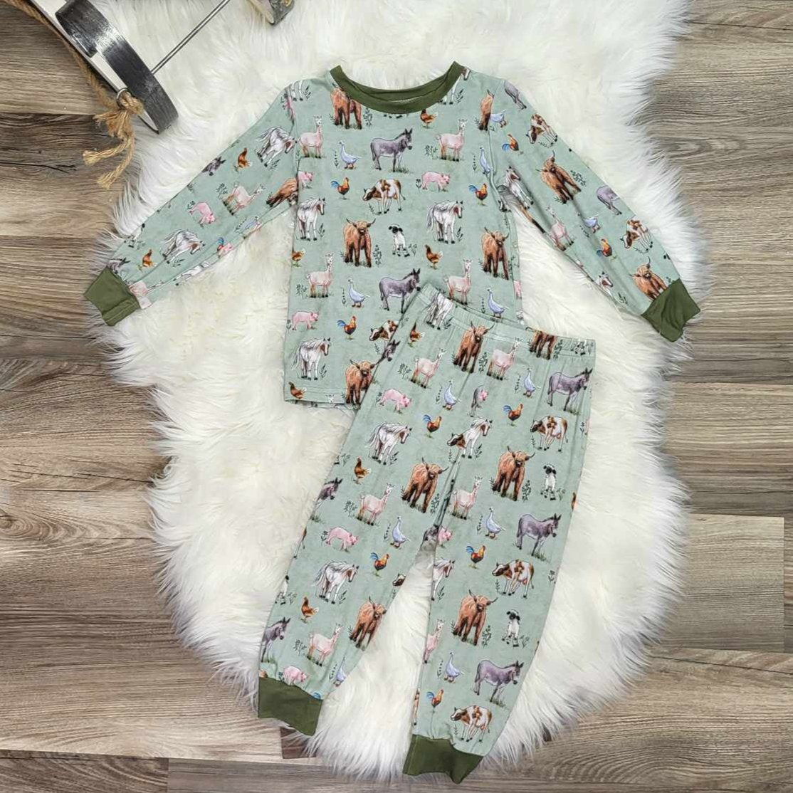 Bamboo Two-Piece Pajama Set-Unisex Farm Animal Print  A Touch of Magnolia Boutique   