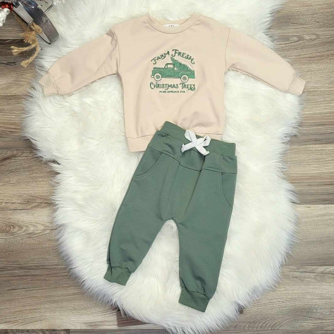 Farm Fresh Christmas Tree Jogger Set Baby Boy & Young Toddler  A Touch of Magnolia Boutique   