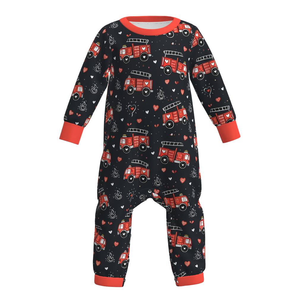 Boys Firetruck Hearts Romper A Touch of Magnolia Boutique