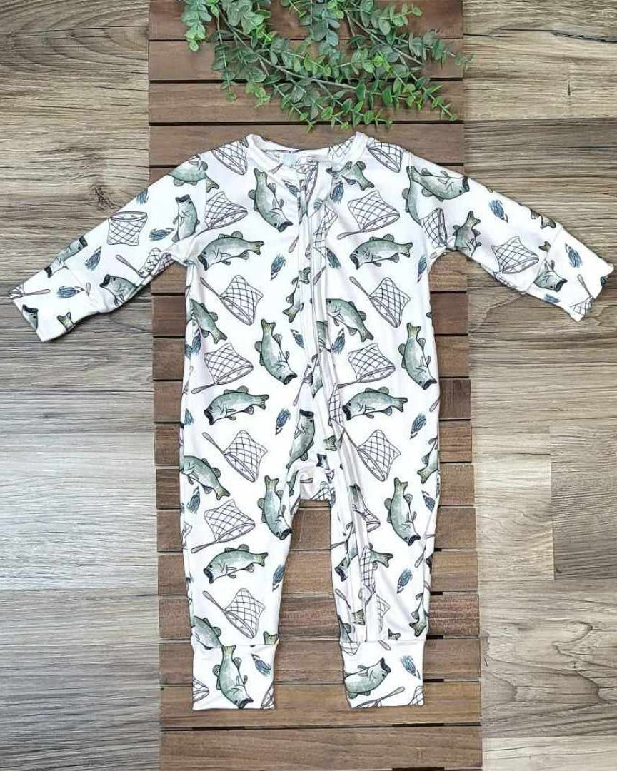 Baby Boy Fishing Footless Sleeper/Romper  A Touch of Magnolia Boutique   