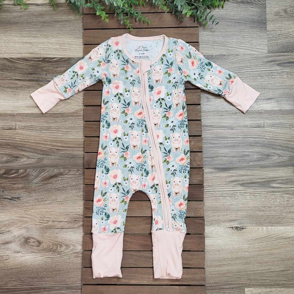 Bamboo Baby Zippie Romper/Sleeper- Floral Pig Print  A Touch of Magnolia Boutique   