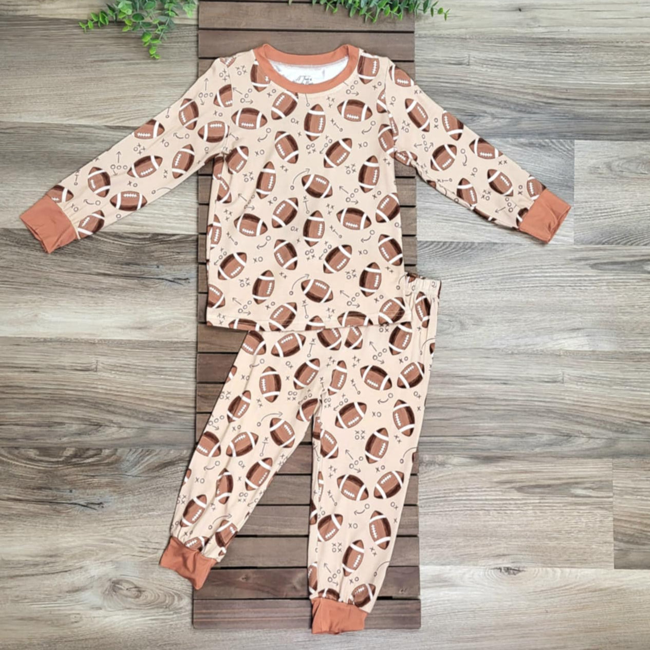 Bamboo Football Print Two-Piece Pajama Set A Touch of Magnolia Boutique