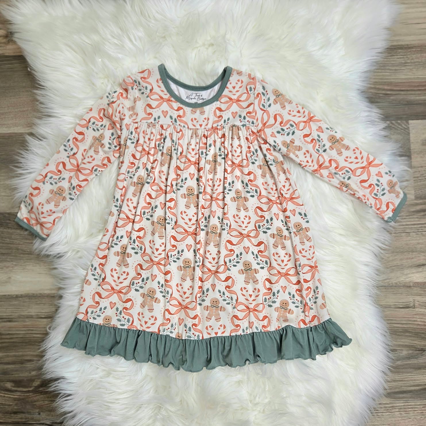 Bamboo Pajama Gown-Gingerbread & Holiday Bows A Touch of Magnolia Boutique