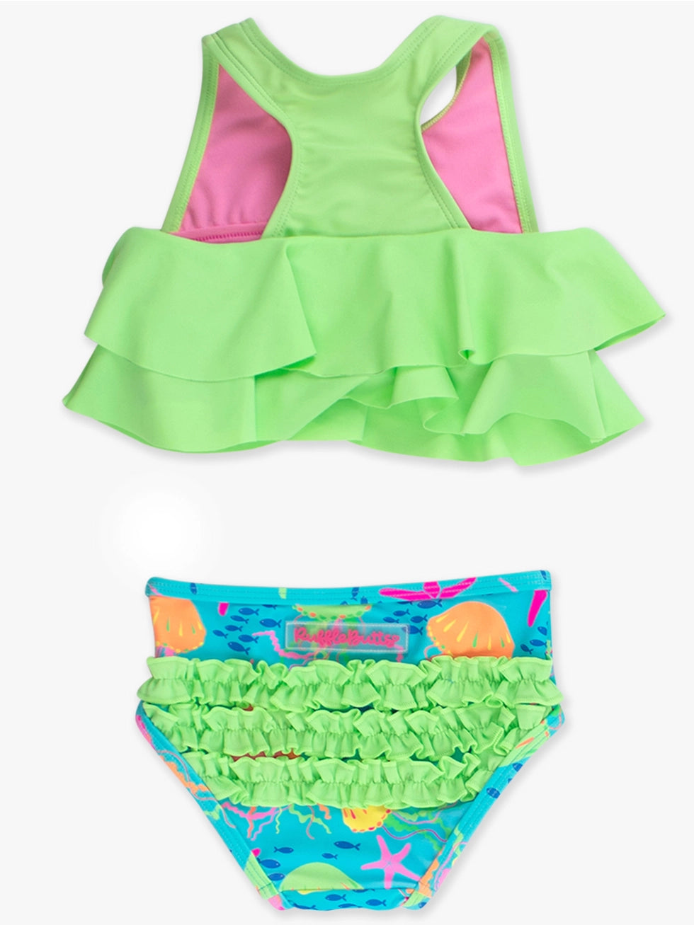 Girls Neon Jelly Time Flounce Bikini 2-Piece Swimsuit with Signature Rear Ruffles A Touch of Magnolia Boutique