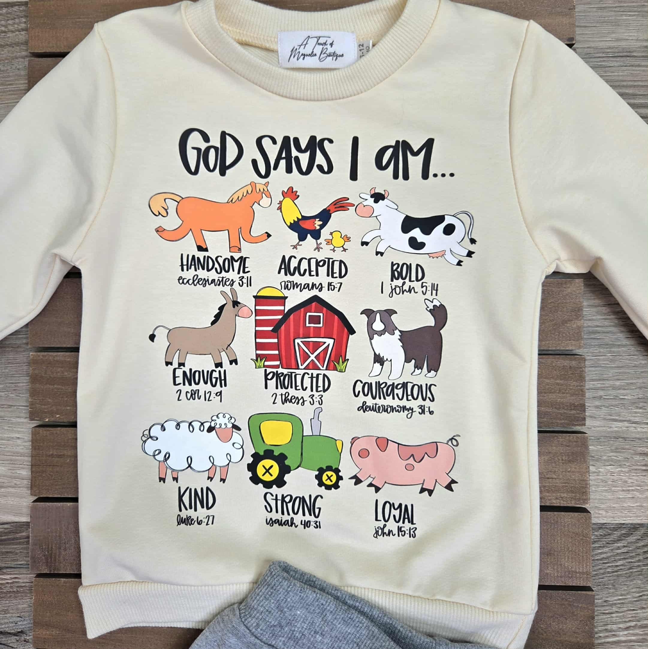 God Says I Am Farm Themed Jogger Set- Baby & Toddler Boys A Touch of Magnolia Boutique