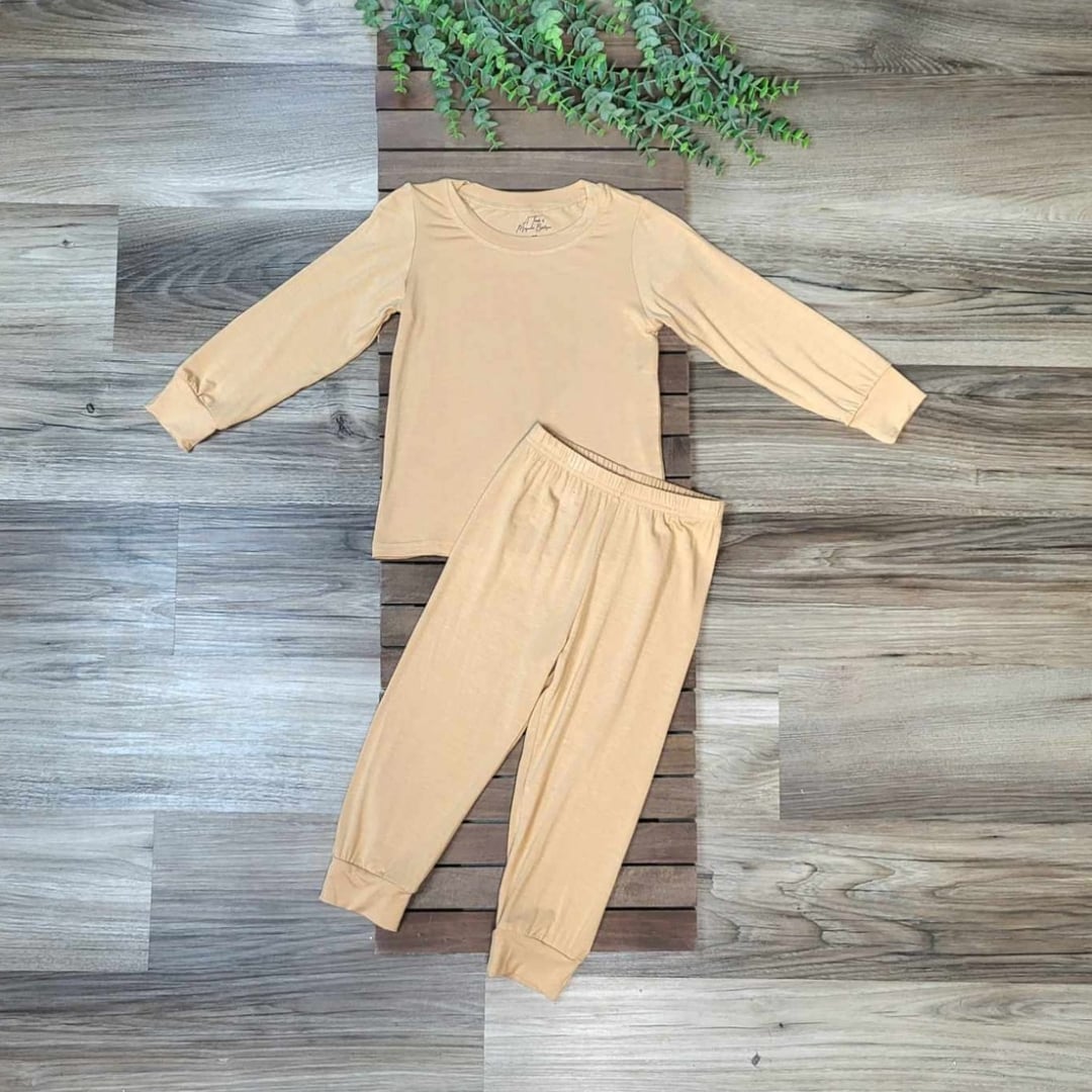 Golden Honey Bamboo Two-Piece Pajama Set  A Touch of Magnolia Boutique   