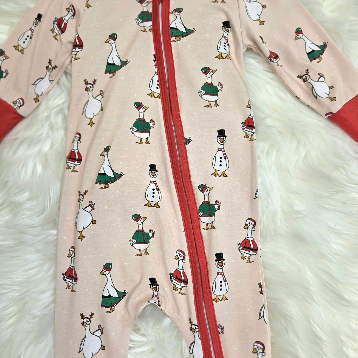 Bamboo Merry & Bright Christmas Goose Baby Zipper Romper & Sleeper A Touch of Magnolia Boutique