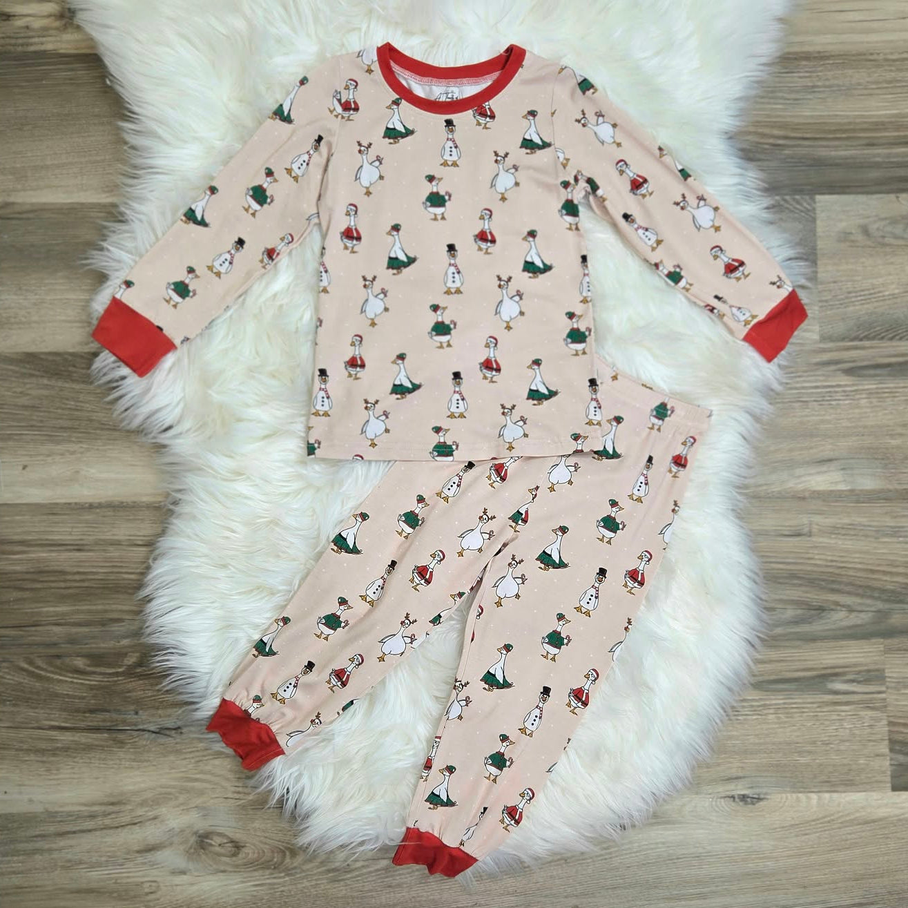Bamboo Merry & Bright Christmas Goose Two-Piece Pajama Set A Touch of Magnolia Boutique