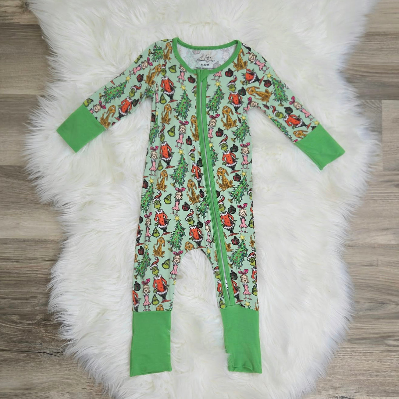 Bamboo Merry Mischief Green Guy Baby Zipper Romper & Sleeper A Touch of Magnolia Boutique