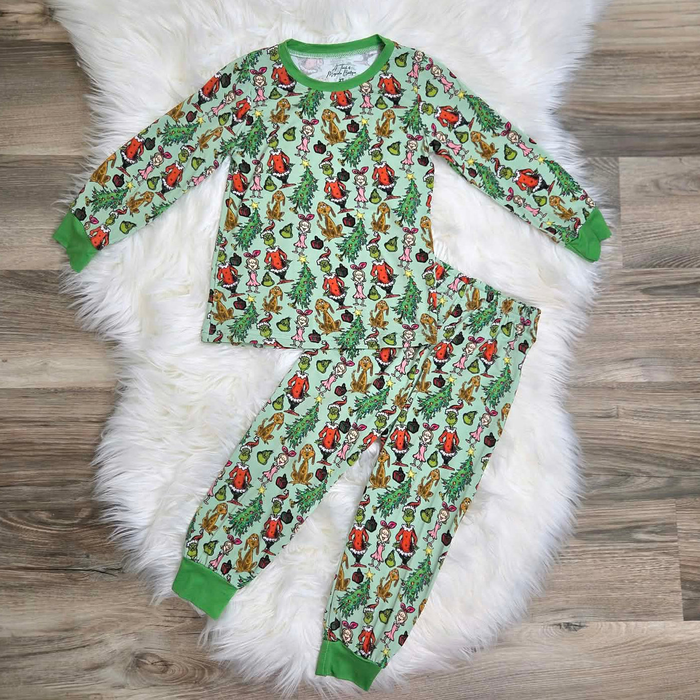 Bamboo Merry Mischief Green Guy Two-Piece Pajama Set A Touch of Magnolia Boutique