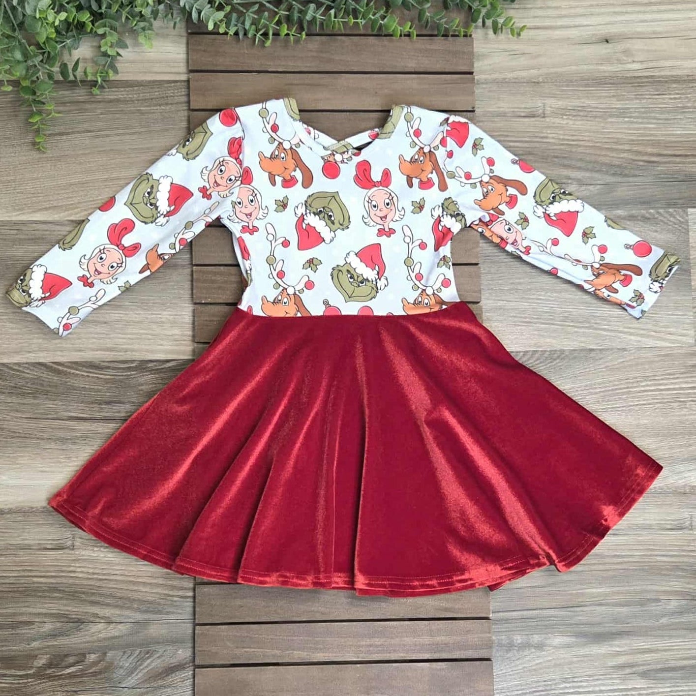 Green Guy, Max and Cindy Print with Red Velvet Dress A Touch of Magnolia Boutique