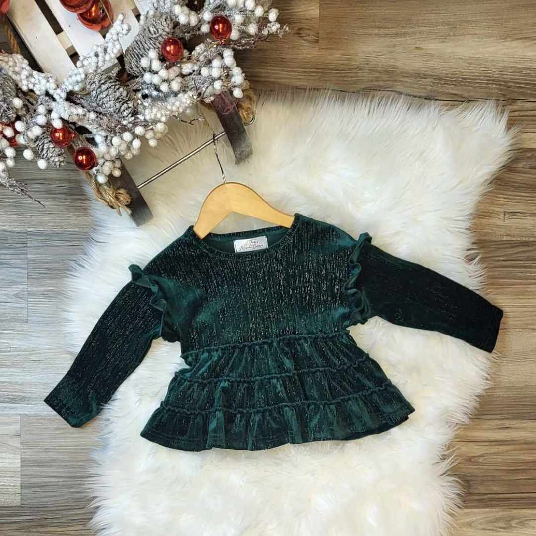 Green Shimmer Velvet Top  A Touch of Magnolia Boutique   