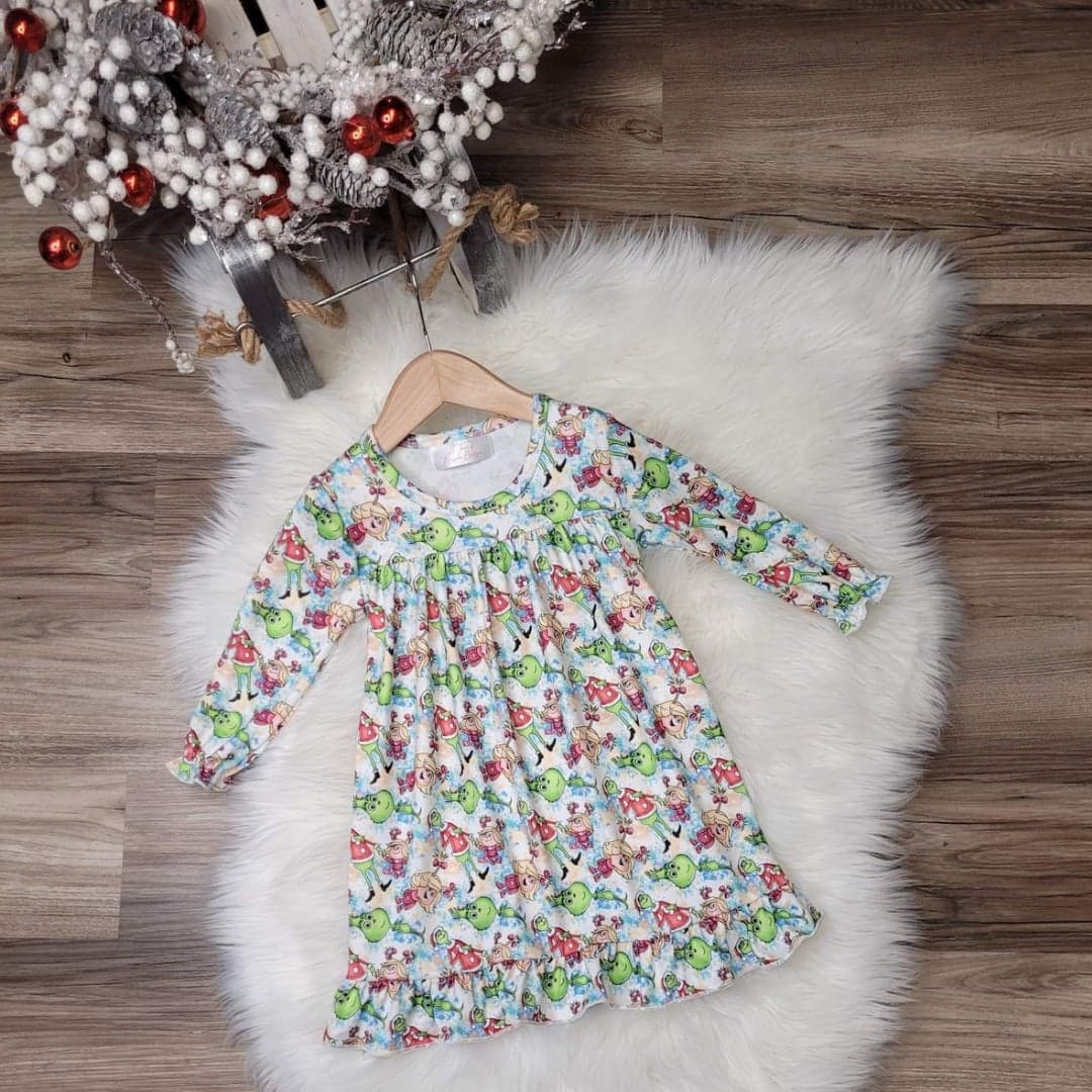 Grinch & Cindy Lou Who Inspired Pajama Gown (sizes 12 month, 2t, 3t available)  A Touch of Magnolia Boutique   
